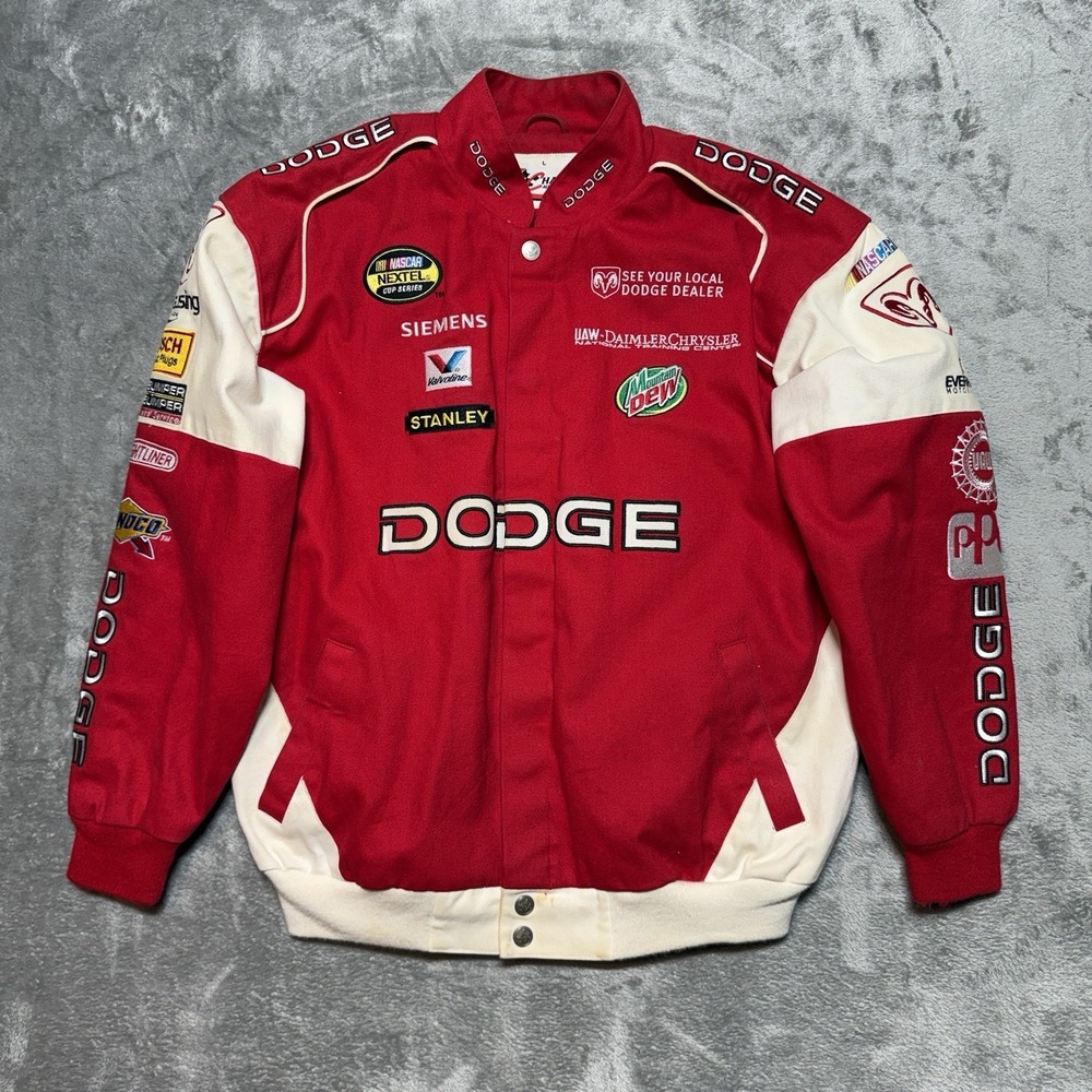 VTG Dodge Racing Jacket Chase Authentics Large Red Mountain Dew Boxy 25x27.5
